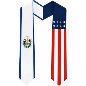 El Salvador Flag International Students Graduation Sash Stole Scarves 180 X 13 CM/70 X 5 INCHES Double Sided Graduation Decoration Item