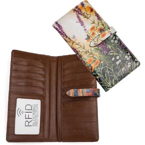محافظ ضئيلة للنساء حامل بطاقة الائتمان RFID BIFOLD CLUCT LONG LONG BILLETS BILLETS مع ZIPPER COIN POCTING ID WINDOW GARDEN