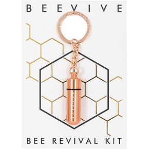 The Original Bee Revival Kit with BEE ID Tag - Rose keyring containing bee food syrup to help a tired bee. Bee friendly gift for nature lover.
