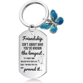أفضل صديق للنساء للنساء ، هدايا أعياد الميلاد لـ Bestie Friendshipshains Stain Funny Butterfly Key Chain فريدة من نوعها