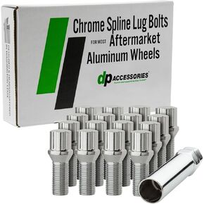 DPAccessories Black M14x1.50 Lug Bolts for Aftermarket Wheels | Spline Bolt | 27mm Shank | Set of 20 | BS27K5HE-BK04020