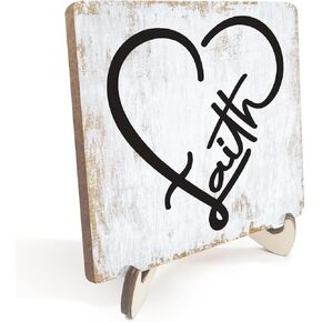 Inspirational Wood Sign Rustic Desk Decor Home Office Work Desk Accessories Decorative Motivational Christian Gifts Religious Bible Verse Faith Decorations Office Supplies Cubicle Decor Table Plaque