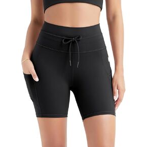 ODODOS Women's Drawstring Tie Daily Shorts with Pockets 6" Inseam High Waist Workout Yoga Biker Shorts