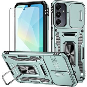 for Samsung Galaxy A15 5G Case with HD Screen Protector : Military Grade 16ft Drop Tested Ring Shockproof Protective Phone Case - Samsung Galaxy A15 Blue
