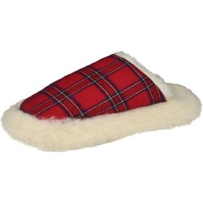 Irish Flannel Slippers, Tartan Fluffy Wool Winter House Shoes, Made in Ireland in Saudi Arabia