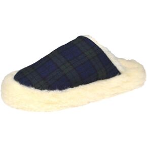 Irish Flannel Slippers, Tartan Fluffy Wool Winter House Shoes, Made in Ireland