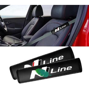 2PCS Black Leather seat Belt Covers Compatible with Elantra i20 i30 Tucson Kona Sonata Kona N line seat Belt Shoulder Pads