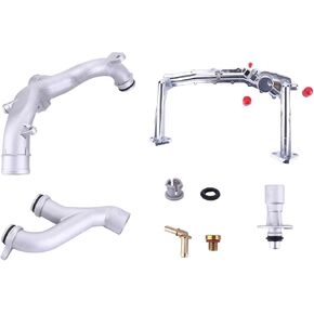 Upgraded Aluminum Rear Coolant Water Heater Pipe System Kit Fit for Land Rover Range Rover LR4 Discovery for Jaguar 3.0L V6 Engine Coolant Water Outlet Heater Pipe with Sensor LR122710 AJ814053