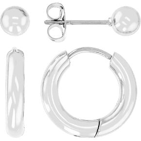 Stainless Steel Earring Set of 2 – Stud & Hoop