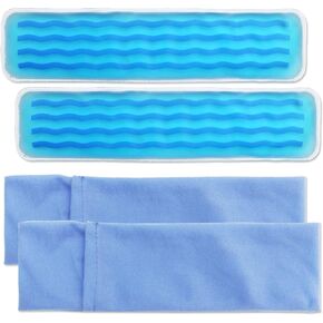 Postpartum Cold Pack, Perineal Cooling Pad Pregnancy & Hemorrhoid Pain Relief, Postpartum Ice Pack Pads with 2 Washable Sleeves (Blue (4 ice Pack+2 Fabric Cover))