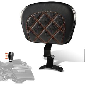 FOVPLUE Driver Backrest,Adjustable Rider Sissy Bar Backrest Pad for Harley Touring 2009-Later, for CVO Street Glide, Road Glide, Road King, Electra Glide FLHR, FLTRX, FLHX, FLHT, Tall-Ride/BLACK