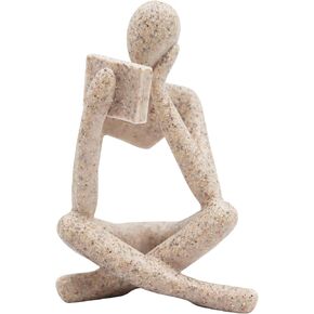 Bookshelf Decor, Golden Reading Thinker Sculpture Figurine, Coffee Table Decor, Entry Way Table Home Decor, Decorative Statue for Living Room, Office, Bedroom, Gift