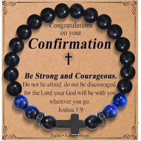 Teen Boy Gifts Cross Bracelet Confirmation First Communion Baptism Gifts for Teenager Christian Easter Boy Jewelry