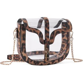 حقيبة Clear Crossbody Clear for Women معتمدة- محفظة جلدية نباتية مع سحاب ، يجب أن تكون حقيبة PVC الأنيقة.