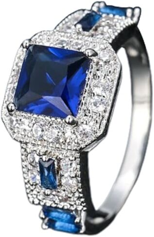 925 sterling Silver Plated Created Amethyst Halo Brilliant Women Ring Ring Ring in Kuwait