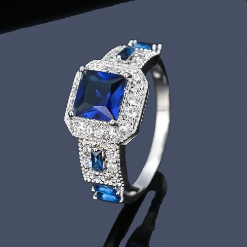 925 sterling Silver Plated Created Amethyst Halo Brilliant Women Ring Ring Ring in Kuwait