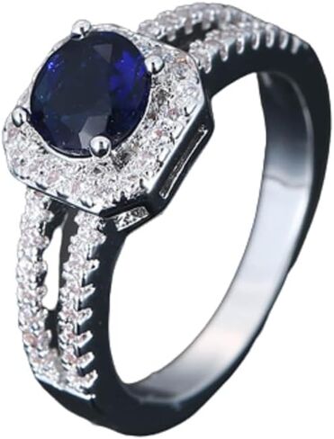 925 sterling Silver Plated Created Amethyst Halo Brilliant Women Ring Ring Ring in Kuwait