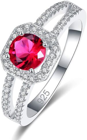 925 sterling Silver Plated Created Amethyst Halo Brilliant Women Ring Ring Ring in Kuwait