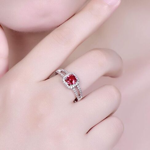 925 sterling Silver Plated Created Amethyst Halo Brilliant Women Ring Ring Ring in Kuwait