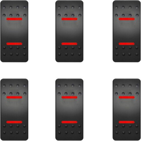 6 Pack Dual Red Lens Marine Boat Rocker Switch Cover Cap Replacement for Carling Actuator/Rocker Switch Dashboard, with Switch Sticker Label in Kuwait
