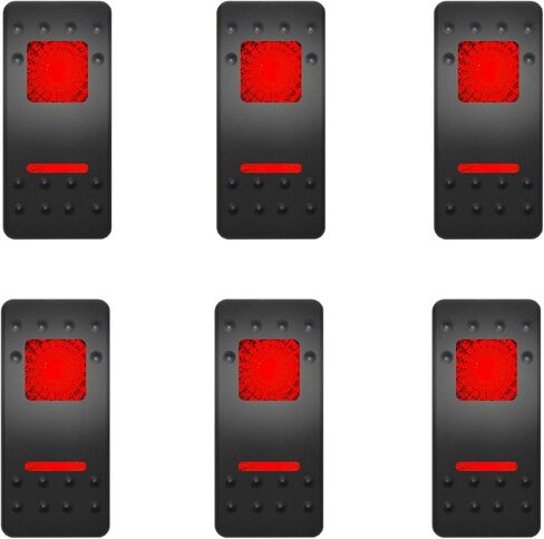 6 Pack Dual Red Lens Marine Boat Rocker Switch Cover Cap Replacement for Carling Actuator/Rocker Switch Dashboard, with Switch Sticker Label in Kuwait
