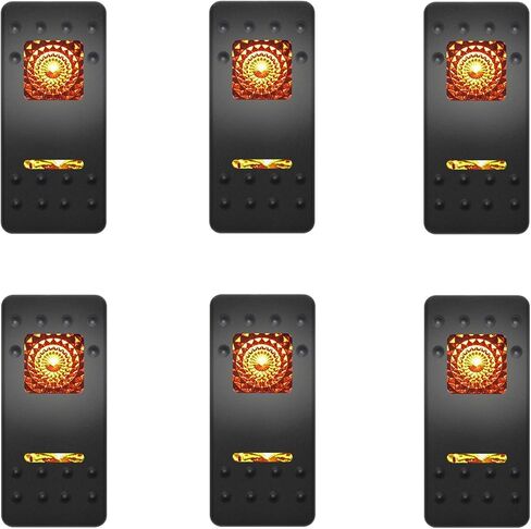 6 Pack Dual Red Lens Marine Boat Rocker Switch Cover Cap Replacement for Carling Actuator/Rocker Switch Dashboard, with Switch Sticker Label in Kuwait