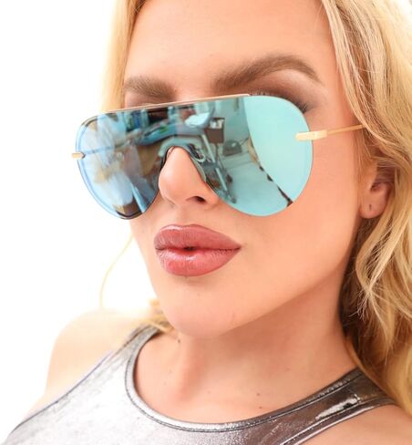 Chic Oversized Shield Sunglasses Womens Trendy, Designer Stylish UV Protection Sun Glasses Large Frame Shades in Kuwait