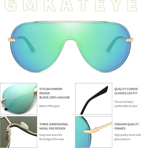 Chic Oversized Shield Sunglasses Womens Trendy, Designer Stylish UV Protection Sun Glasses Large Frame Shades in Kuwait