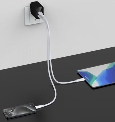 Fast 100W USB-C Charger - GaN Power Delivery - Dual USB-C Plus USB-A - Fast Compact Power Adapter for Laptops, Smart Phones, Tablets and Thousands of Other Devices (White) in Saudi Arabia