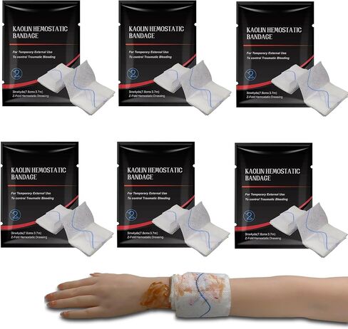 شاش الجلطة السريعة ، الإسعافات الأولية Advanced Stop the Bleed Kit Combat مرنة مرنة الشاش الإزاحة الشاش الأسرع تعبئة الجروح الطبية ، مستلزمات مجموعة البقاء (3 "× 12.5") in Kuwait