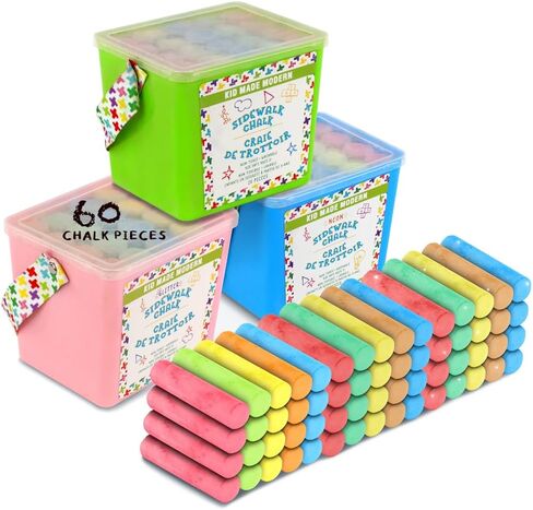 Kid Made Modern Sidewalk Chalk Set for Kids - Washable, Colored Chalk for Outdoor Play and Chalkboard Art - Ages 3+ (24 Pieces, Multicolor) in Kuwait