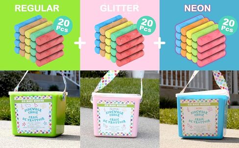 Kid Made Modern Sidewalk Chalk Set for Kids - Washable, Colored Chalk for Outdoor Play and Chalkboard Art - Ages 3+ (24 Pieces, Multicolor) in Kuwait