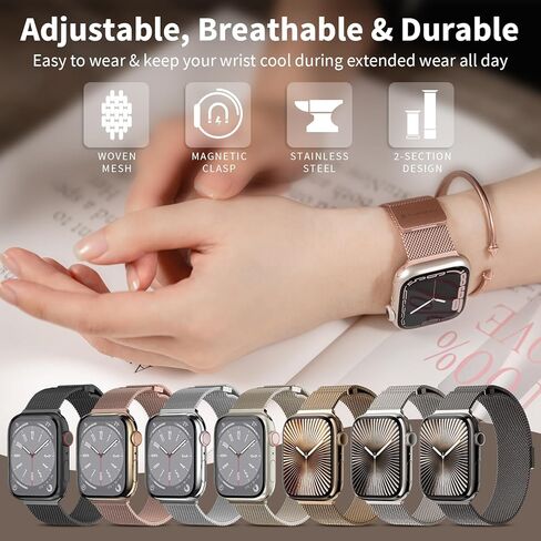 سوار ساعة Apple مغناطيسي شبكي من SWITCHEASY - لساعة Apple Series 10، 9، Ultra، 8، SE، 7، حلقة ميلانو لـ 49 مم 46 مم 45 مم 44 مم 42 مم iWatch للنساء in Kuwait