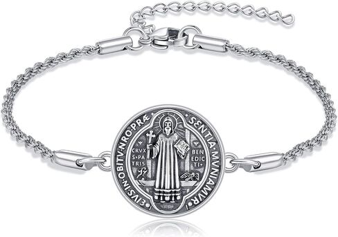 YAFEINI Saint Benedict Bracelet 925 Sterling Silver Saint Benedict Religious Jewelry for Women Men in Saudi Arabia