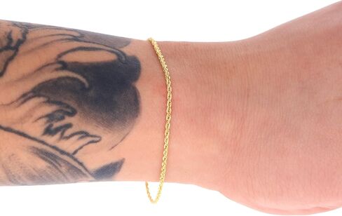 Nuragold 14K Real Yellow Gold Solid Rope Diamond Cut Chain Bracelet 7"-9" (1.5mm-10mm) Italian Jewelry for Men & Women in Saudi Arabia