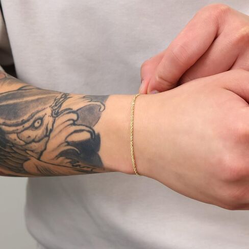 Nuragold 14K Real Yellow Gold Solid Rope Diamond Cut Chain Bracelet 7"-9" (1.5mm-10mm) Italian Jewelry for Men & Women in Saudi Arabia
