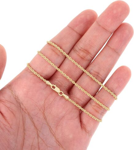 Nuragold 14K Real Yellow Gold Solid Rope Diamond Cut Chain Bracelet 7"-9" (1.5mm-10mm) Italian Jewelry for Men & Women in Saudi Arabia
