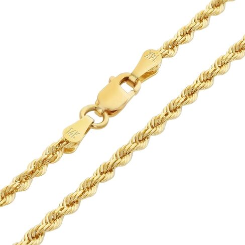 Nuragold 14K Real Yellow Gold Solid Rope Diamond Cut Chain Bracelet 7"-9" (1.5mm-10mm) Italian Jewelry for Men & Women in Saudi Arabia
