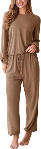 CUPSHE Womens 2 Piece Outfits Lounge Sets Long Sleeve Tops Drawstring Jogger Pants Spring Travel Pants Sets in Saudi Arabia