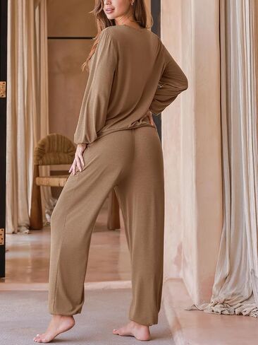 CUPSHE Womens 2 Piece Outfits Lounge Sets Long Sleeve Tops Drawstring Jogger Pants Spring Travel Pants Sets in Saudi Arabia