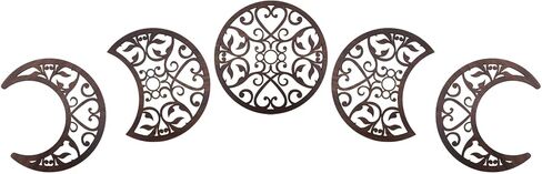 5 Pcs Moon Phase Wall Decor Hanging Wooden Moon Wall Art Nordic Modern Moon Phases Wall Art Wall Decoration for Room Home Living Room Bedroom Bar Ornament in Saudi Arabia