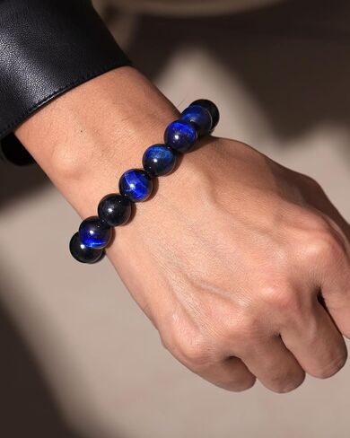 Handmade 14mm Round Beads Mens Bracelet Unisex Gem Semi Precious Gemstone Stretch Beaded Bracelets for Women 7 Inches in Saudi Arabia