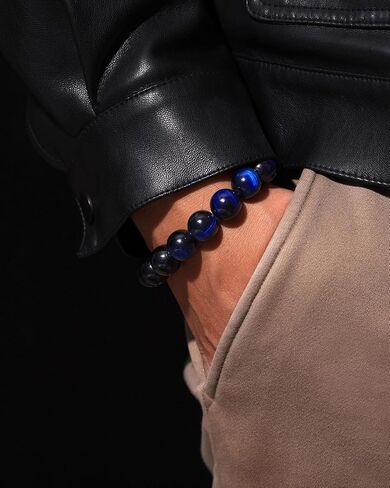 Handmade 14mm Round Beads Mens Bracelet Unisex Gem Semi Precious Gemstone Stretch Beaded Bracelets for Women 7 Inches in Saudi Arabia