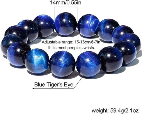 Handmade 14mm Round Beads Mens Bracelet Unisex Gem Semi Precious Gemstone Stretch Beaded Bracelets for Women 7 Inches in Saudi Arabia