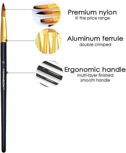 Transon 16pcs Professional Long Artist Paint Brush Set with Brush Case Assorted for Acrylic Watercolor Gouache Oil Tempera and Body Painting in Kuwait