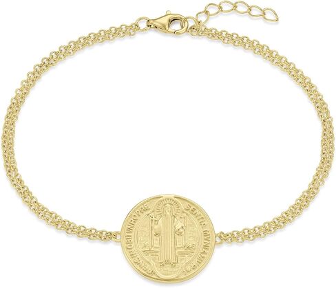 سوار FJ Saint Benedict 925 Sterling Silver Patron St Benedict Medal Medal Medalet المجوهرات الدينية للرجال النساء in Saudi Arabia