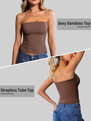 Ibeauti Womens Tube Top Strapless Crop Tops Double Lined Sexy Y2K Going Out Summer Top in Saudi Arabia