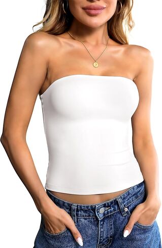 Ibeauti Womens Tube Top Strapless Crop Tops Double Lined Sexy Y2K Going Out Summer Top in Saudi Arabia