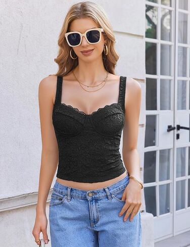 Avidlove Summer Lace Tank Tops Sweetheart Neck Crop Top Sleeveless Adjustable Strap Going Out 2025 Cami in Kuwait