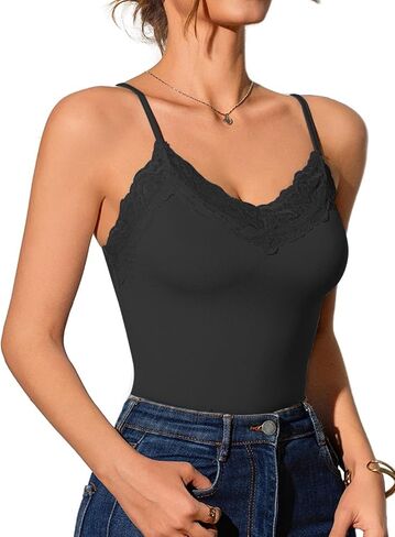 Womens Camisole Lace Tank Tops Spaghetti Straps V-Neck| Stretchy Sexy Ladies Tops Undershirt in Saudi Arabia